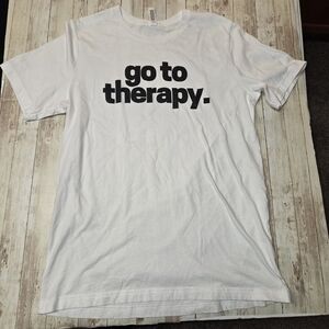 Go to Therapy. White Women’s T-shirt 100% Cotton Size L Excellent